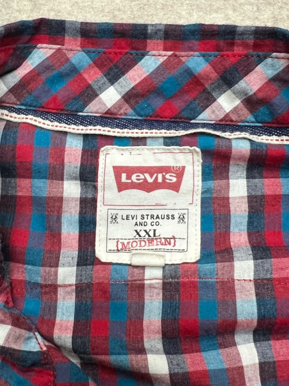 Levi's Modern Western Pearl Snap Red Plaid Button Down Men's Shirt XXL - Picture 4 of 8